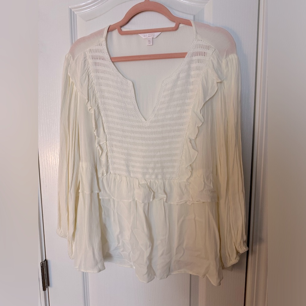 LC Lauren Conrad Women’s Cream Blouse XL